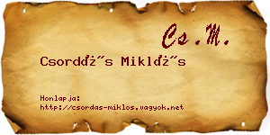 Csordás Miklós névjegykártya