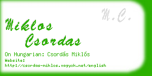 miklos csordas business card